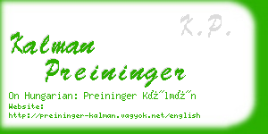 kalman preininger business card